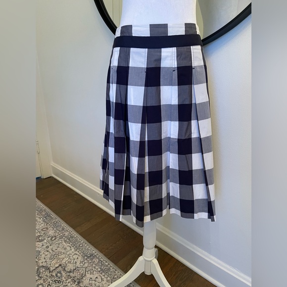 Boden Women's Gingham Plaid Pleated Skirt Size 4 Blue White Side Zipper - Picture 5 of 7